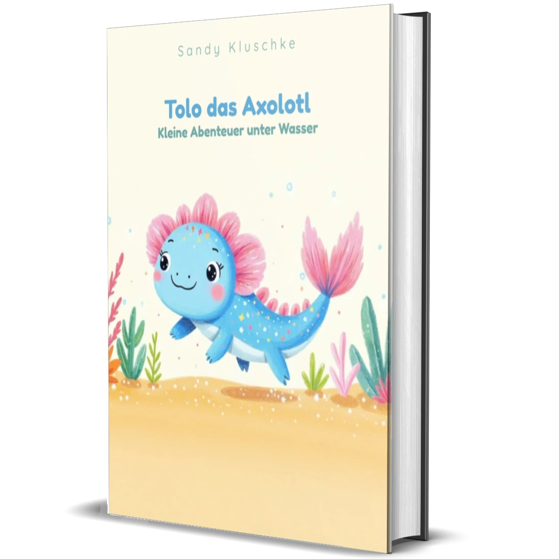 Tolo das Axolotl Bilderbuch ab 1 Jahr – Cover von Sandy Kluschke